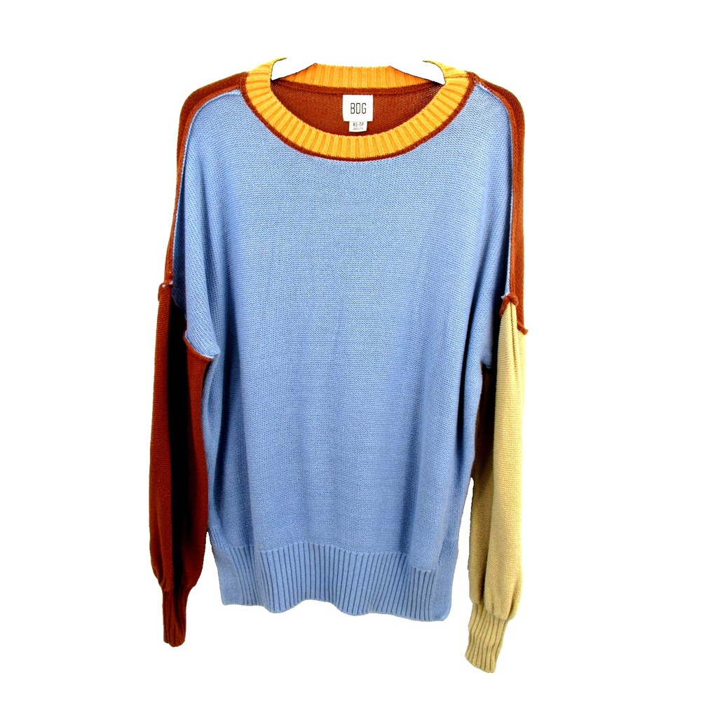 BDG Pullover Sweater Men XS Multicolor Colorblock Preppy Retro Long Sleeves